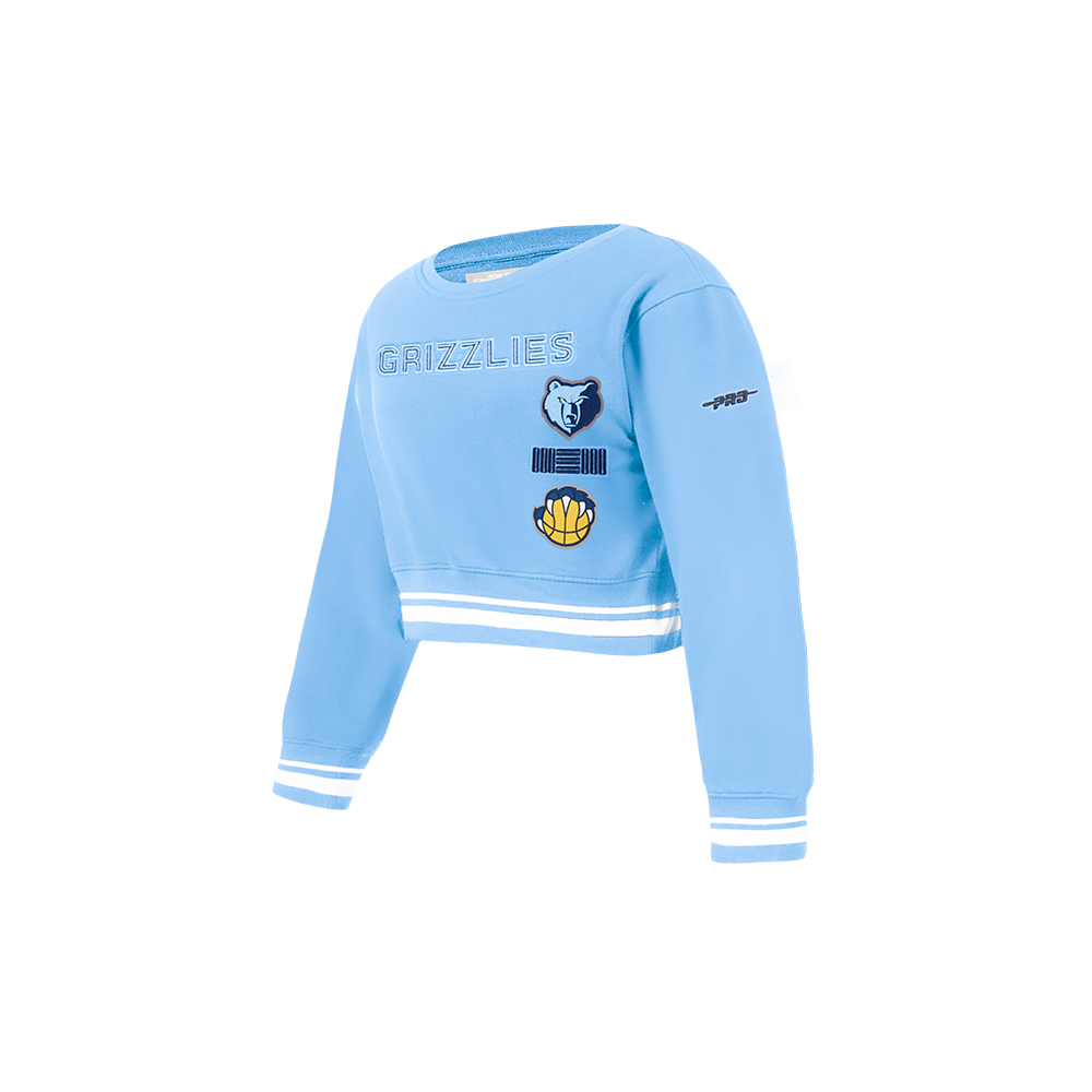 NBA MEMPHIS GRIZZLIES RETRO CLASSIC TODDLER GIRLS RIB FLEECE CREWNECK (UNIVERSITY BLUE)