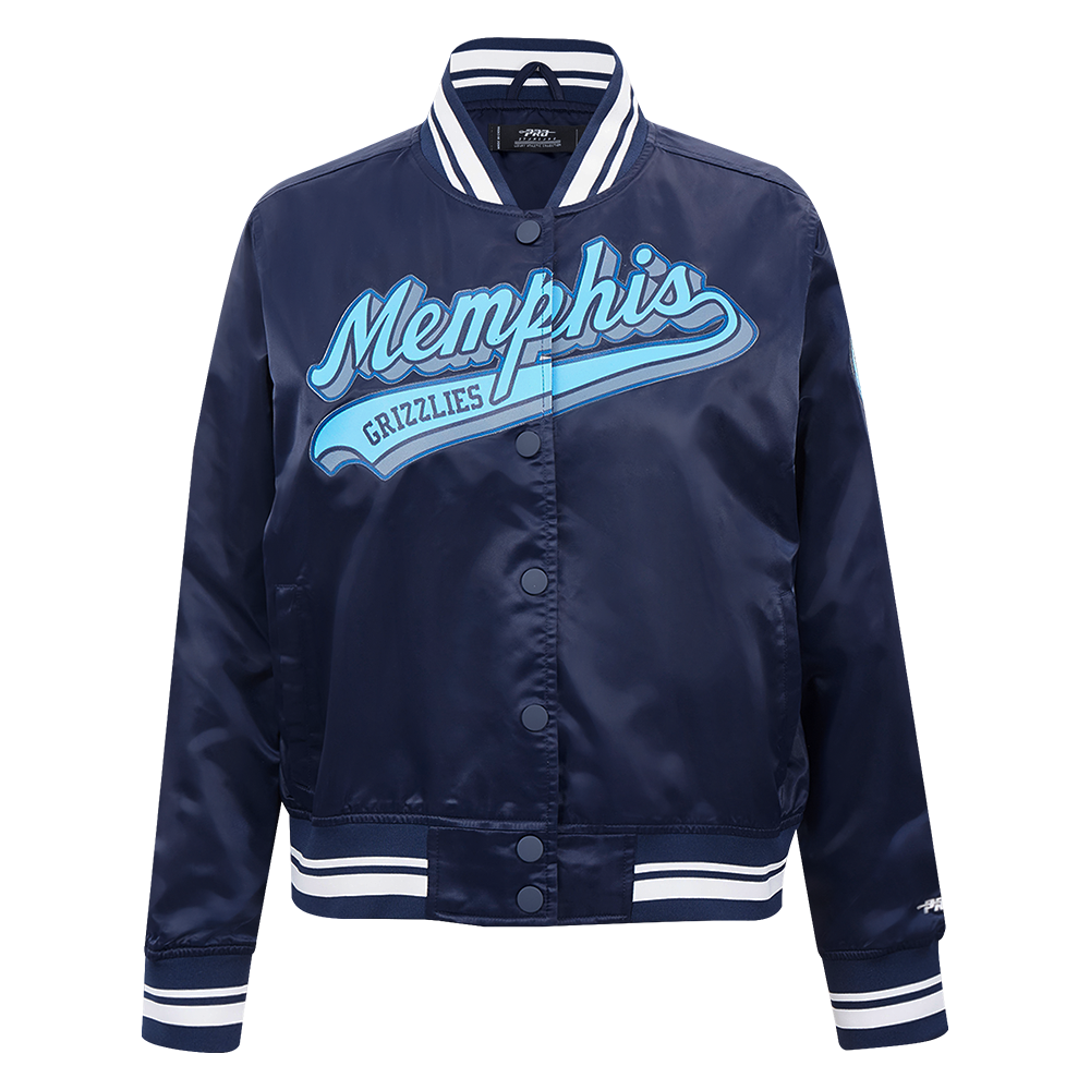 NBA MEMPHIS GRIZZLIES SCRIPT TAIL WOMEN'S SATIN JACKET (MIDNIGHT NAVY)