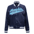 NBA MEMPHIS GRIZZLIES SCRIPT TAIL WOMEN'S SATIN JACKET (MIDNIGHT NAVY)