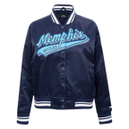 NBA MEMPHIS GRIZZLIES SCRIPT TAIL WOMEN'S SATIN JACKET (MIDNIGHT NAVY)