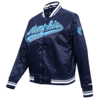 NBA MEMPHIS GRIZZLIES SCRIPT TAIL WOMEN'S SATIN JACKET (MIDNIGHT NAVY)