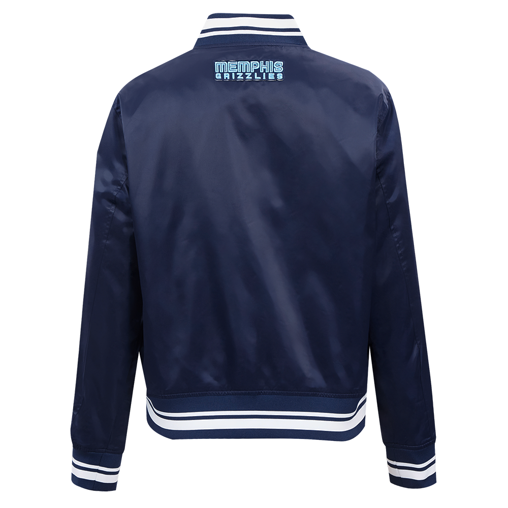 NBA MEMPHIS GRIZZLIES SCRIPT TAIL WOMEN'S SATIN JACKET (MIDNIGHT NAVY)