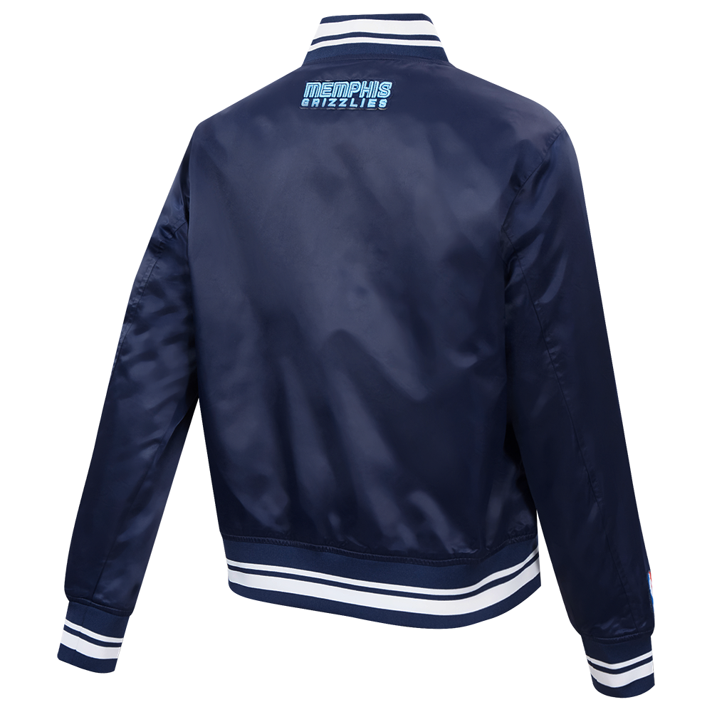 NBA MEMPHIS GRIZZLIES SCRIPT TAIL WOMEN'S SATIN JACKET (MIDNIGHT NAVY)