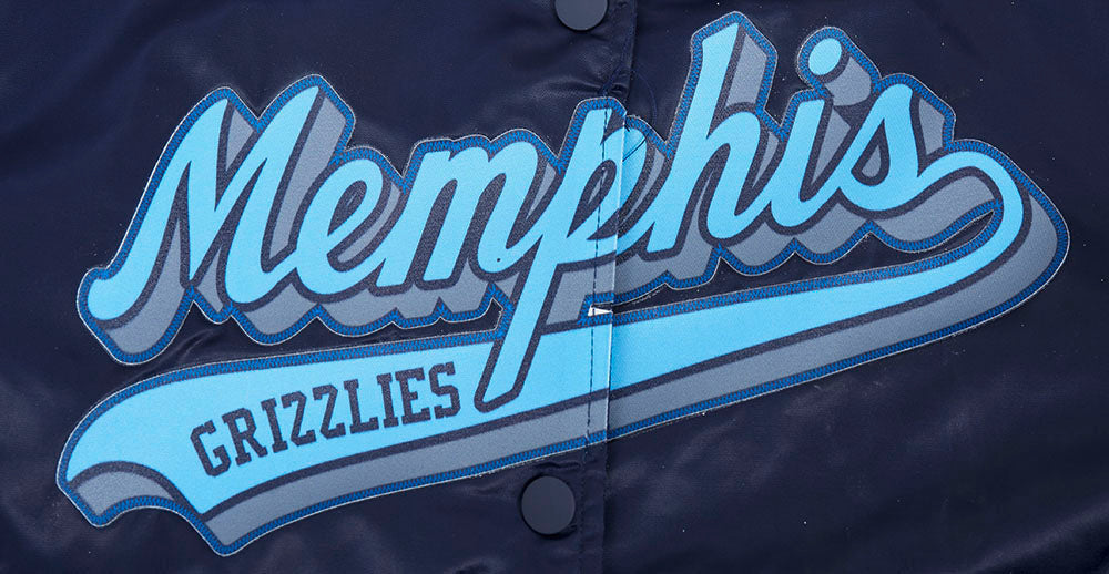 NBA MEMPHIS GRIZZLIES SCRIPT TAIL WOMEN'S SATIN JACKET (MIDNIGHT NAVY)