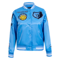 NBA MEMPHIS GRIZZLIES RETRO CLASSIC WOMEN'S RIB SATIN JACKET (UNIVERSITY BLUE)