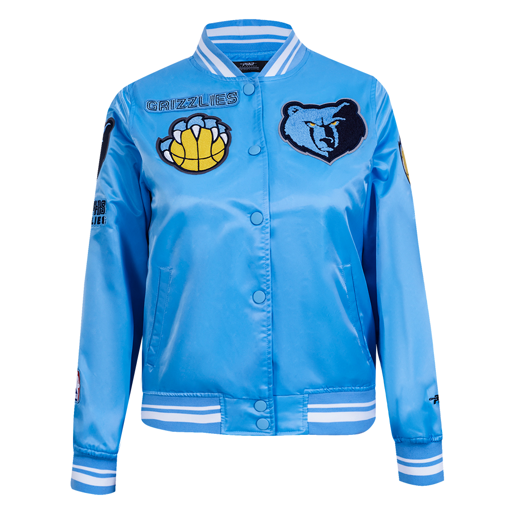 NBA MEMPHIS GRIZZLIES RETRO CLASSIC WOMEN'S RIB SATIN JACKET (UNIVERSITY BLUE)