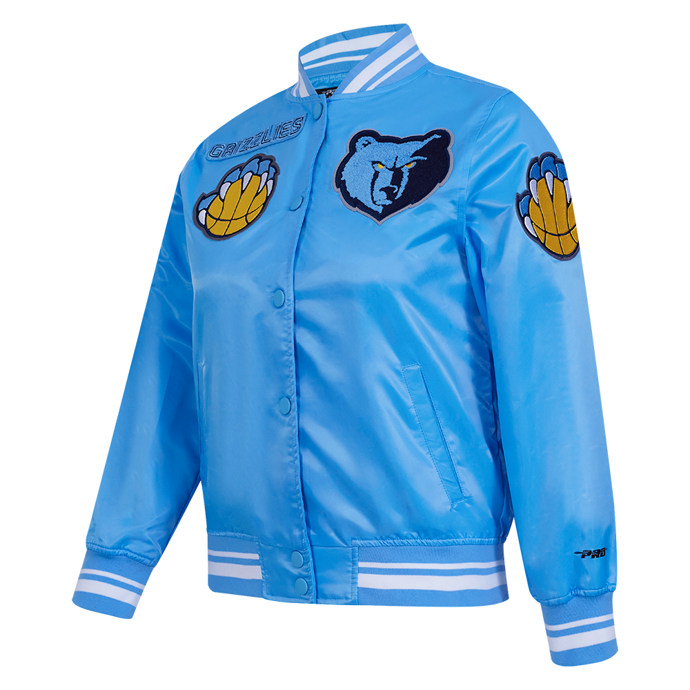 NBA MEMPHIS GRIZZLIES RETRO CLASSIC WOMEN'S RIB SATIN JACKET (UNIVERSITY BLUE)