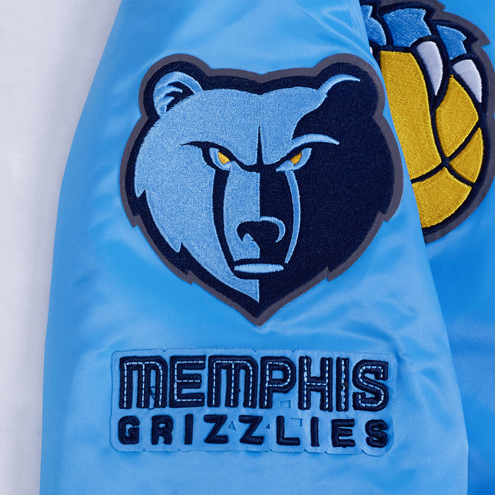 NBA MEMPHIS GRIZZLIES RETRO CLASSIC WOMEN'S RIB SATIN JACKET (UNIVERSITY BLUE)