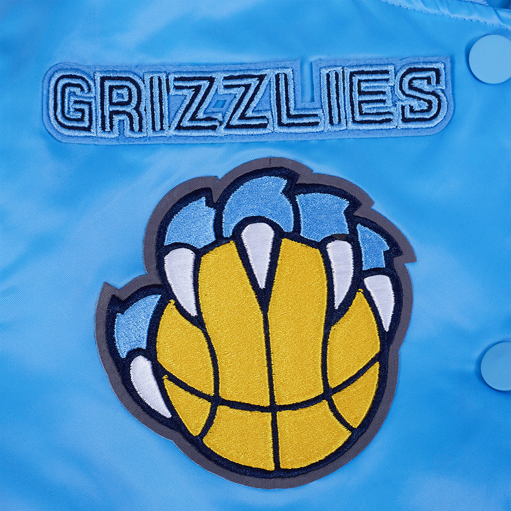 NBA MEMPHIS GRIZZLIES RETRO CLASSIC WOMEN'S RIB SATIN JACKET (UNIVERSITY BLUE)