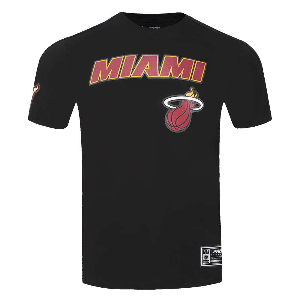 NBA MIAMI HEAT CLASSIC T-SHIRT RAYÉ EN FILET POUR HOMME (NOIR)