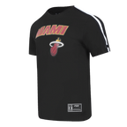 NBA MIAMI HEAT CLASSIC T-SHIRT RAYÉ EN FILET POUR HOMME (NOIR)