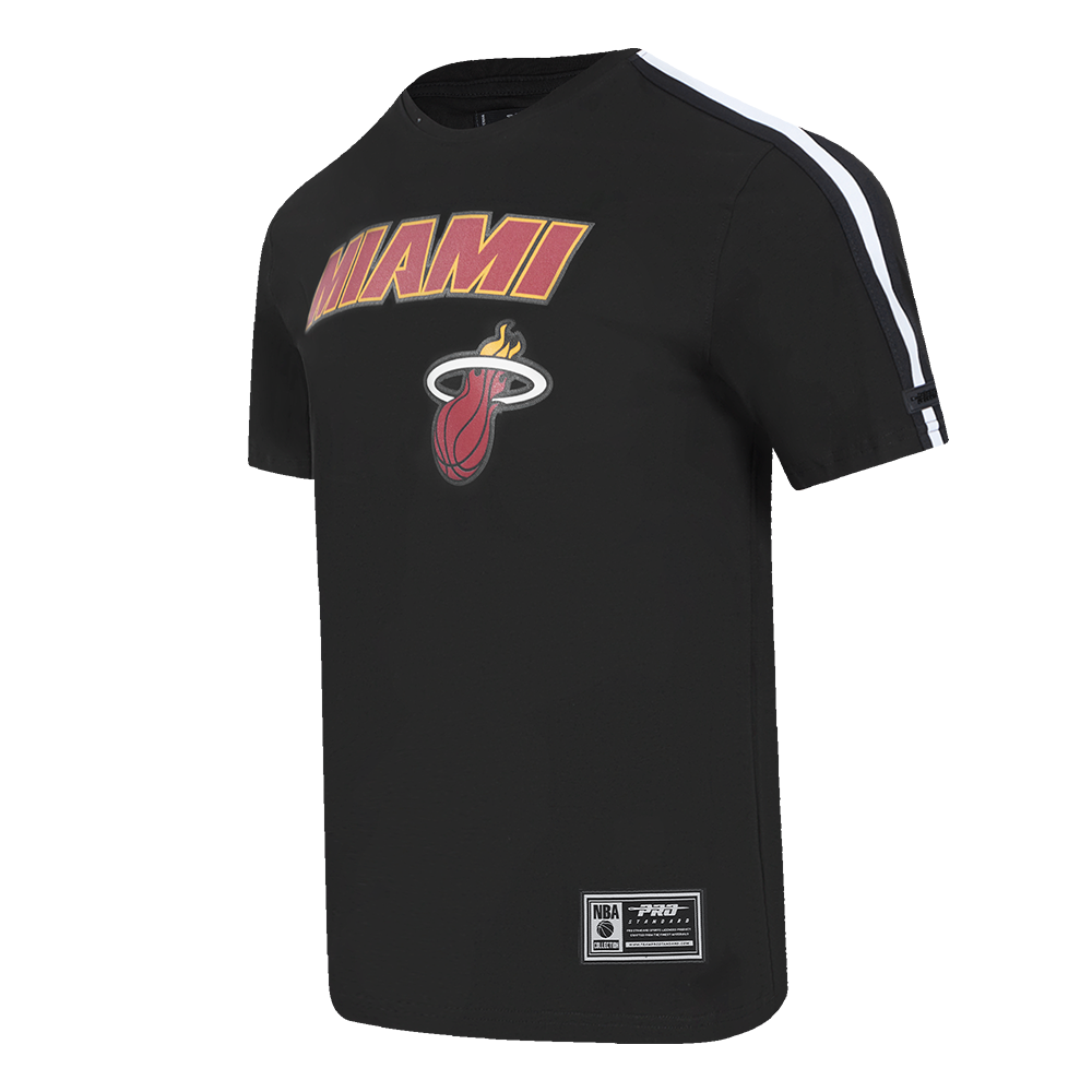 NBA MIAMI HEAT CLASSIC T-SHIRT RAYÉ EN FILET POUR HOMME (NOIR)