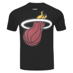 NBA MIAMI HEAT CLASSIC T-SHIRT RAYÉ EN FILET POUR HOMME (NOIR)