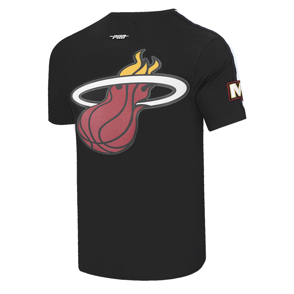 NBA MIAMI HEAT CLASSIC T-SHIRT RAYÉ EN FILET POUR HOMME (NOIR)