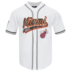 NBA MIAMI HEAT SCRIPT TAIL CHEMISE BOUTONNÉE EN FILET POUR HOMME (BLANC/NOIR/BLANC)