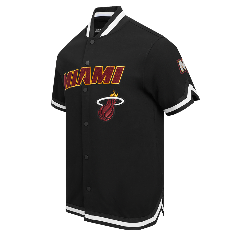 NBA MIAMI HEAT CLASSIC MEN'S PRO SS DOUBLE KNIT JACKET  (BLACK)