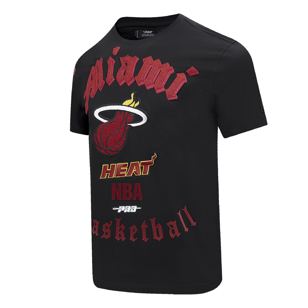 NBA MIAMI HEAT OLD ENGLISH MEN'S TEE (BLACK)