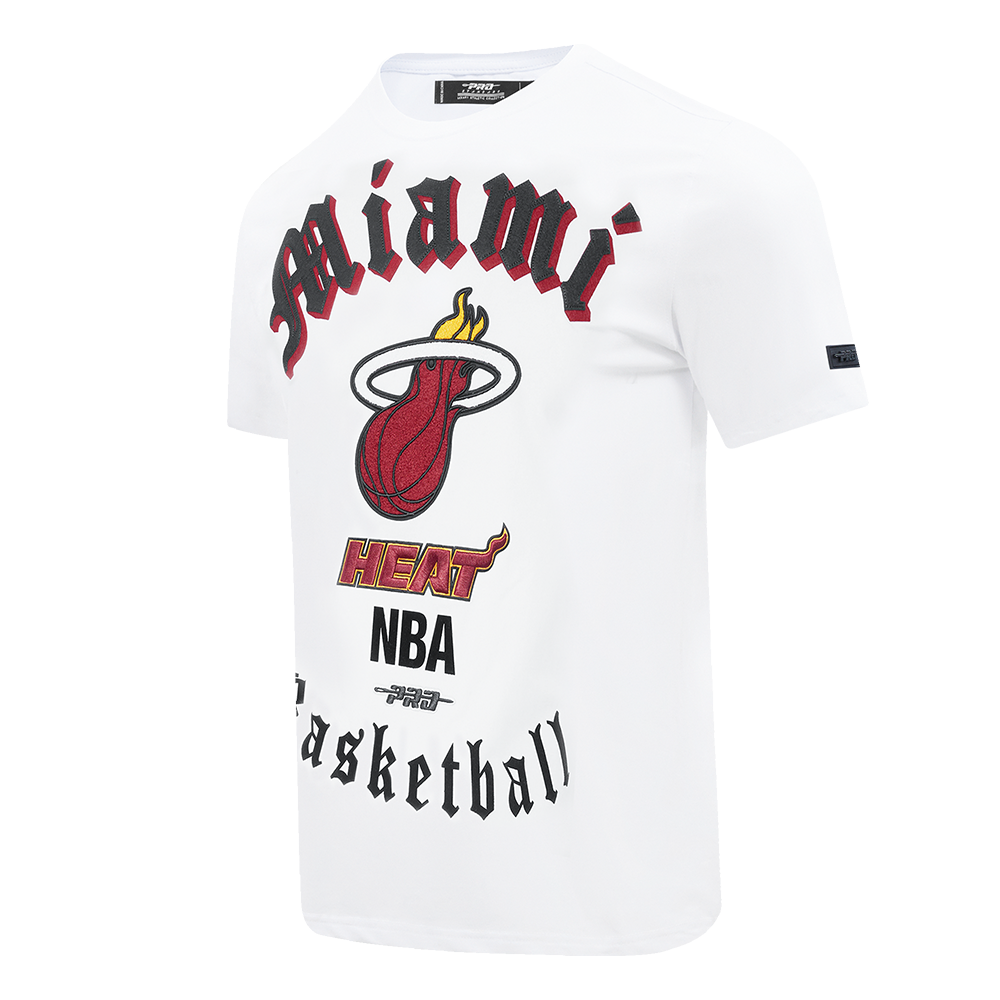 NBA MIAMI HEAT OLD ENGLISH MEN'S TEE (WHITE)