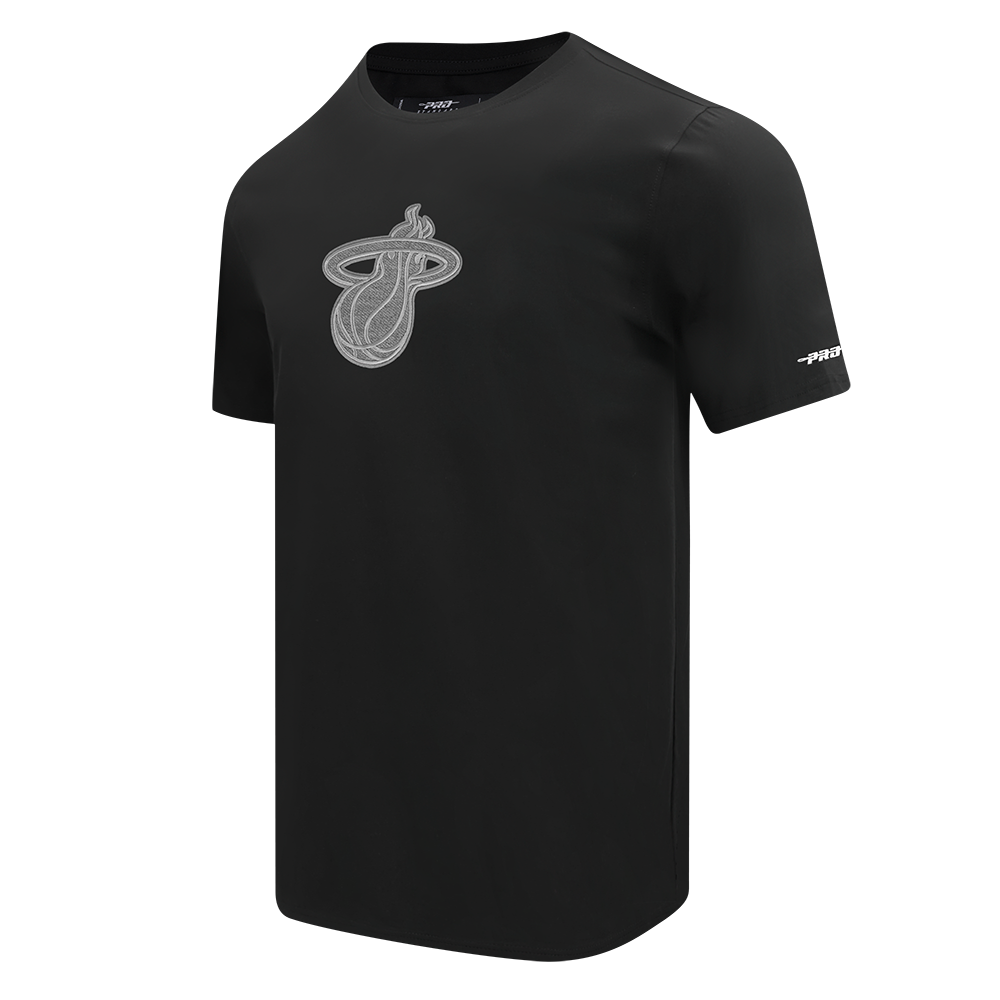 NBA MIAMI HEAT REVERSE FRENCH TERRY MEN'S COTTON JERSEY DROP SHOULDER TEE (BLACK)
