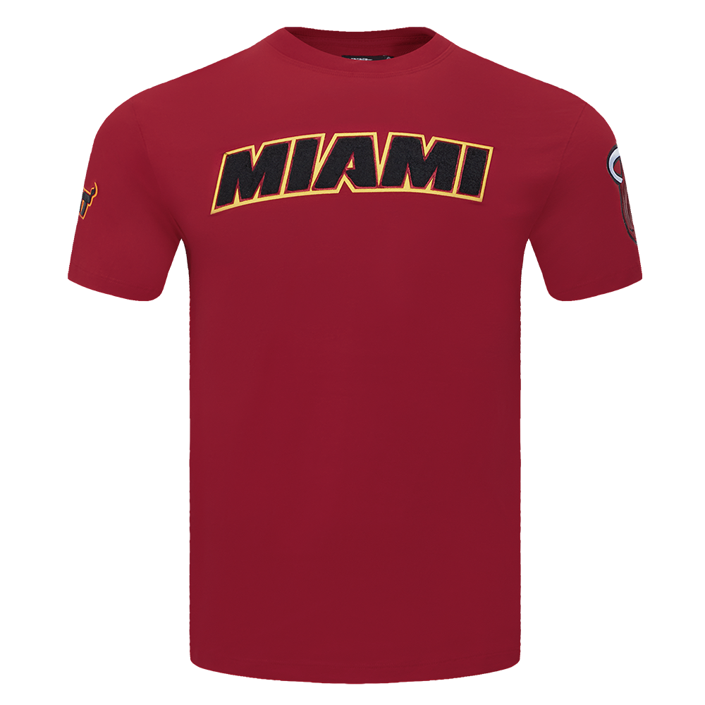NBA MIAMI HEAT CLASSIC CHENILLE T-SHIRT POUR HOMME (ROUGE CARDINAL)
