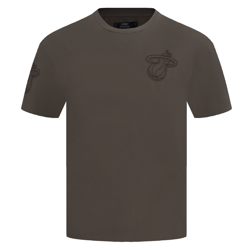 NBA MIAMI HEAT NEUTRAL T-SHIRT À ÉPAULES TOMBANTES POUR HOMME (TAUPE FONCÉ)