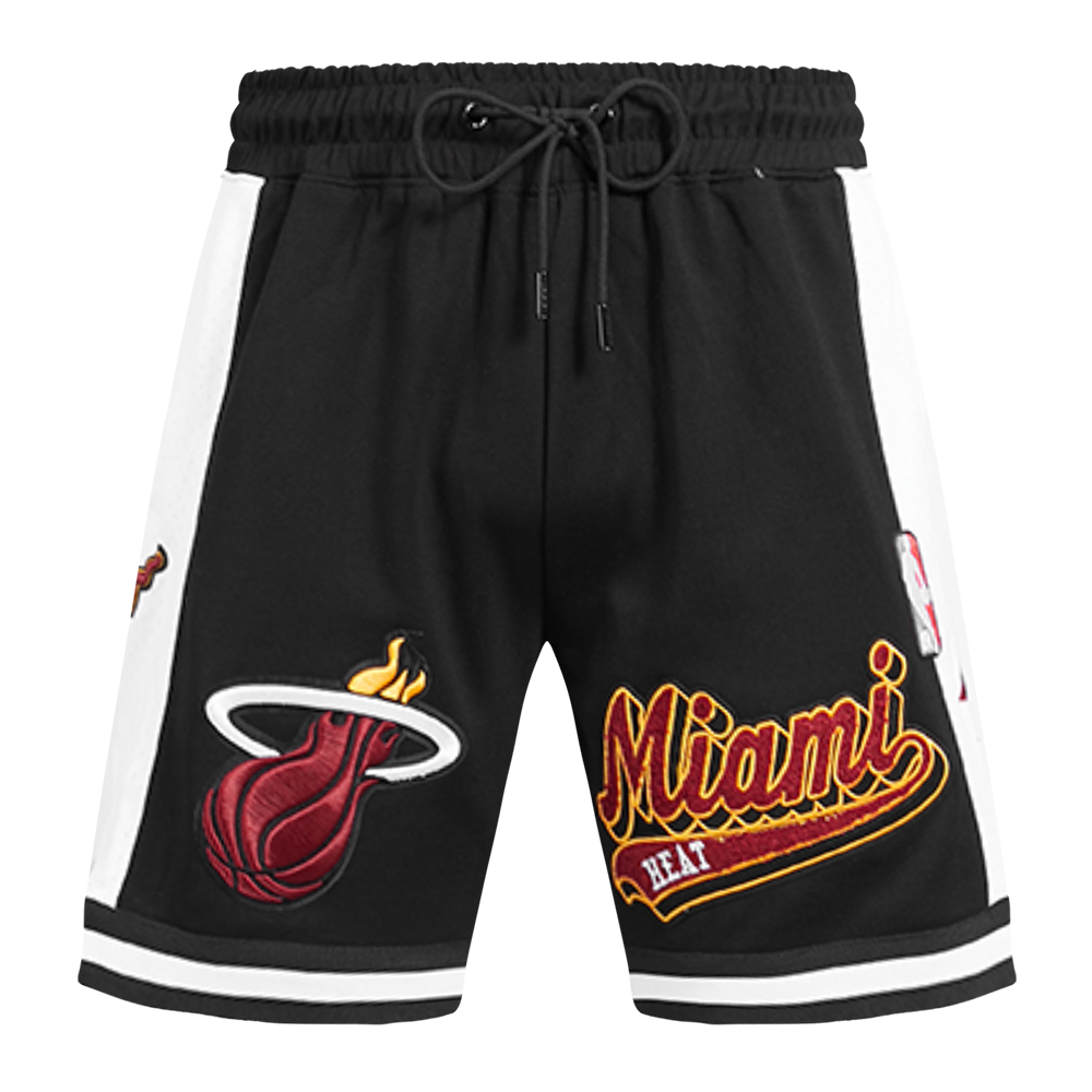 NBA MIAMI HEAT SCRIPT TAIL MEN'S DOUBLE KNIT 2.0 SHORT (BLACK)