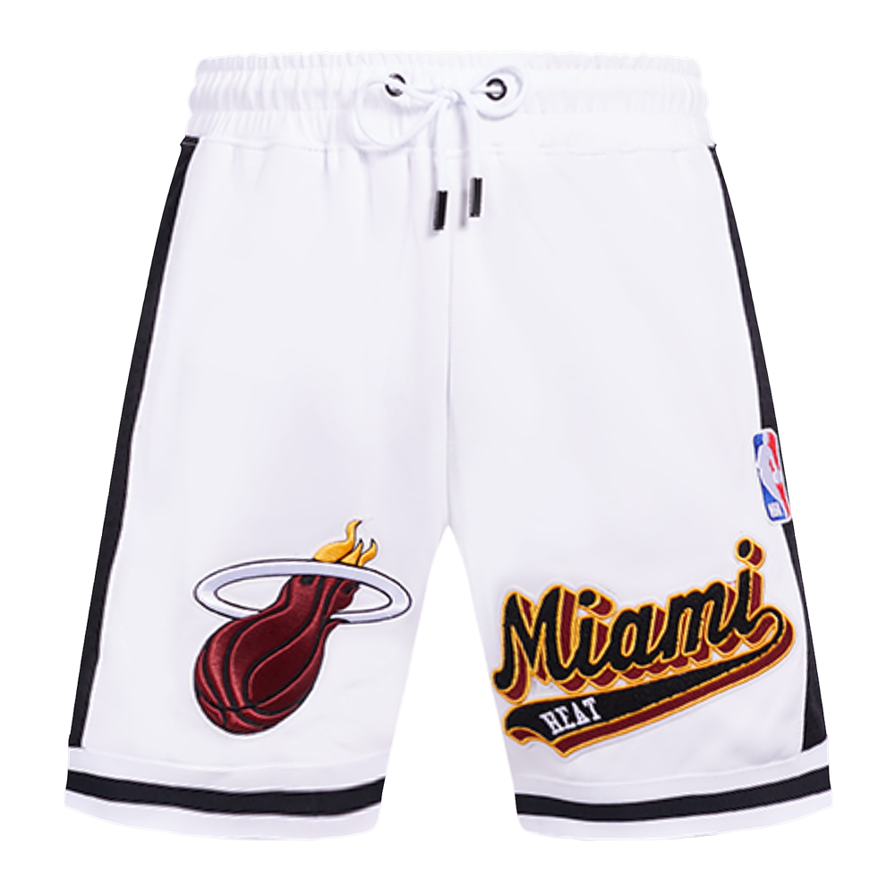 NBA MIAMI HEAT SCRIPT TAIL MEN'S DOUBLE KNIT 2.0 SHORT (WHITE/BLACK)