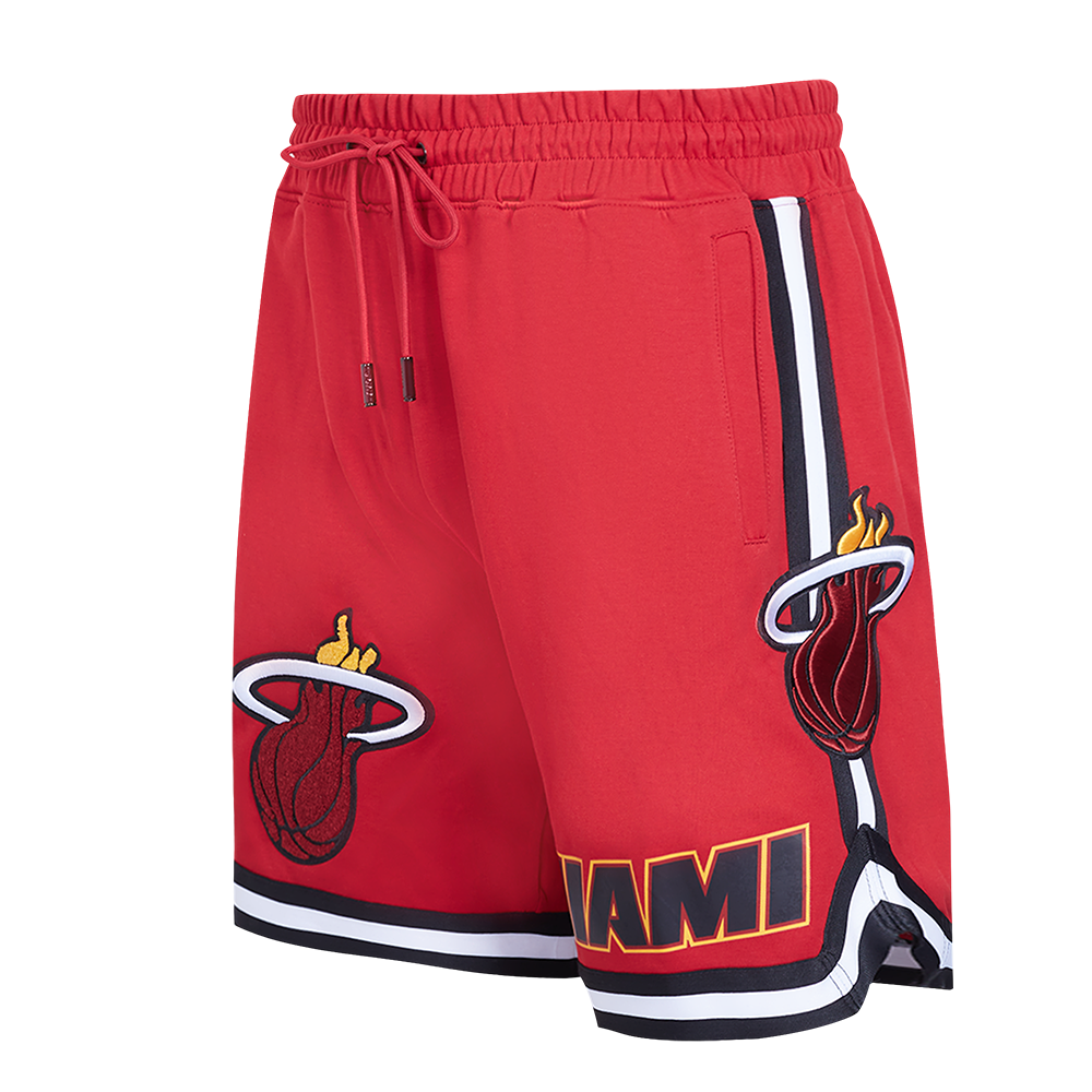 NBA MIAMI HEAT CLASSIC CHENILLE SHORT POUR HOMME (ROUGE CARDINAL/NOIR)