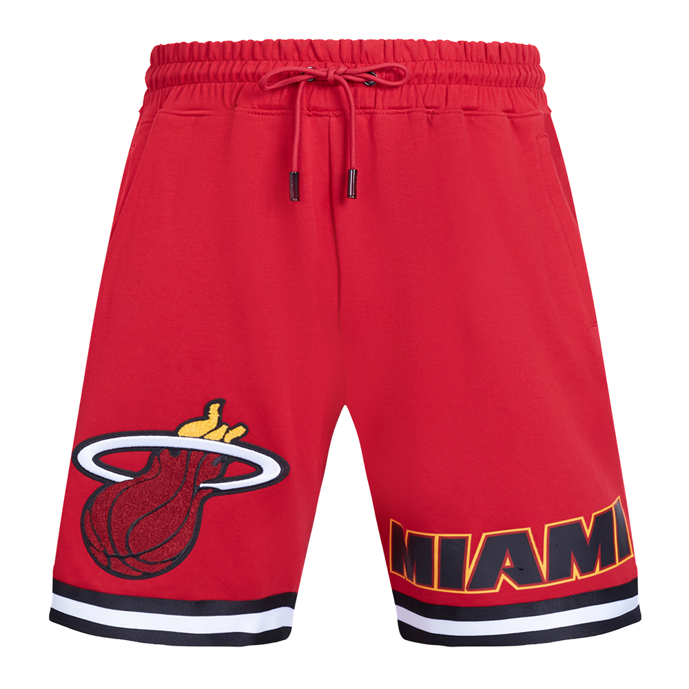 NBA MIAMI HEAT CLASSIC CHENILLE SHORT POUR HOMME (ROUGE CARDINAL/NOIR)