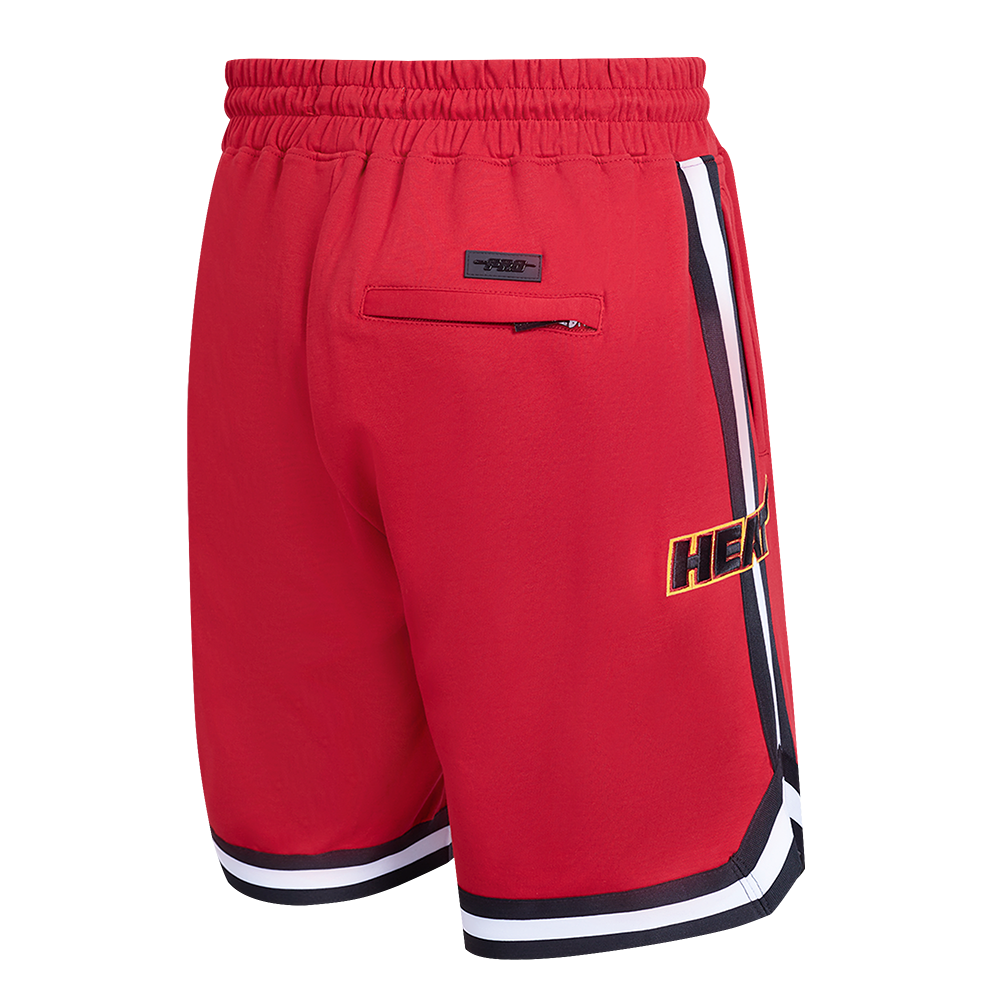 NBA MIAMI HEAT CLASSIC CHENILLE SHORT POUR HOMME (ROUGE CARDINAL/NOIR)