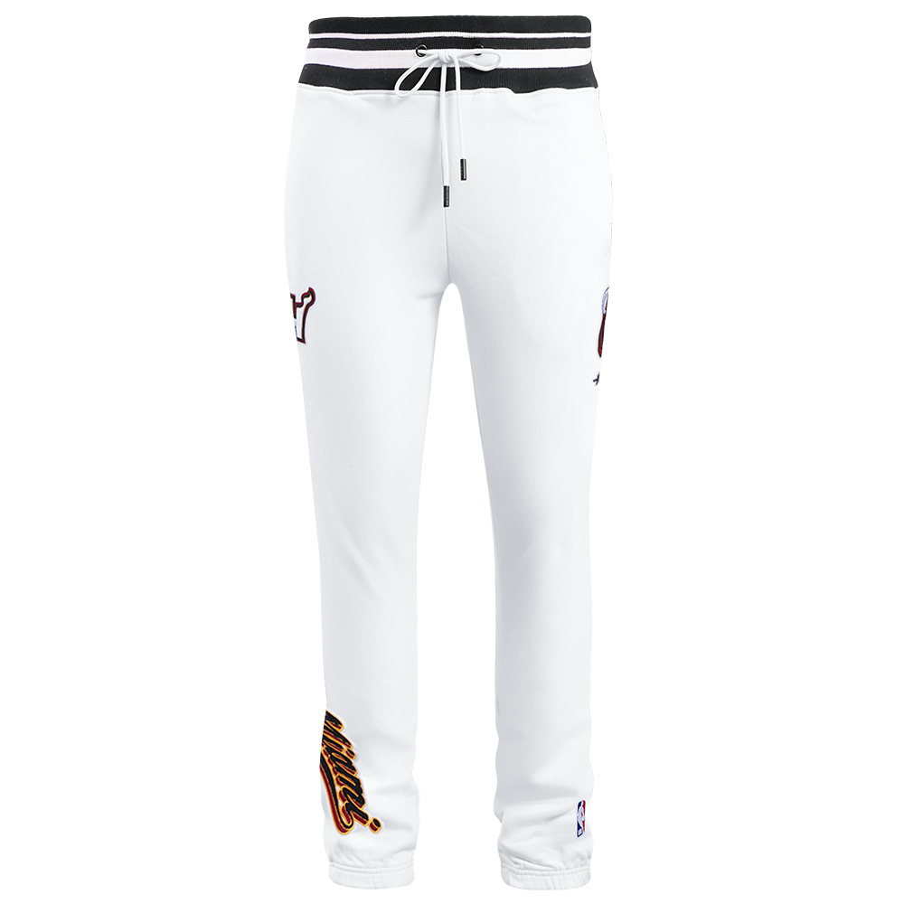 NBA MIAMI HEAT SCRIPT TAIL MEN'S RIB FLEECE SWEATPANT (WHITE/BLACK)