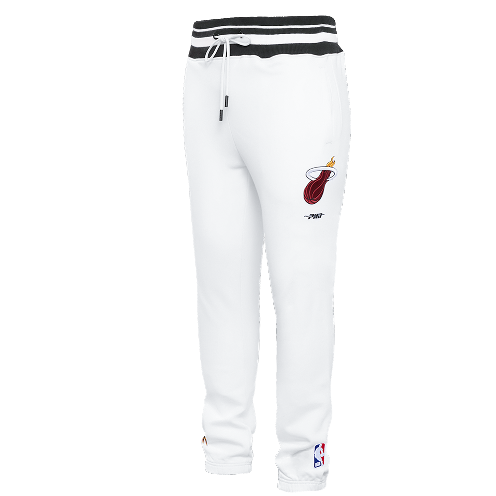 NBA MIAMI HEAT SCRIPT TAIL MEN'S RIB FLEECE SWEATPANT (WHITE/BLACK)