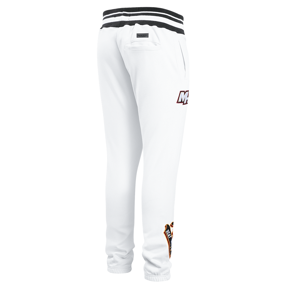 NBA MIAMI HEAT SCRIPT TAIL MEN'S RIB FLEECE SWEATPANT (WHITE/BLACK)