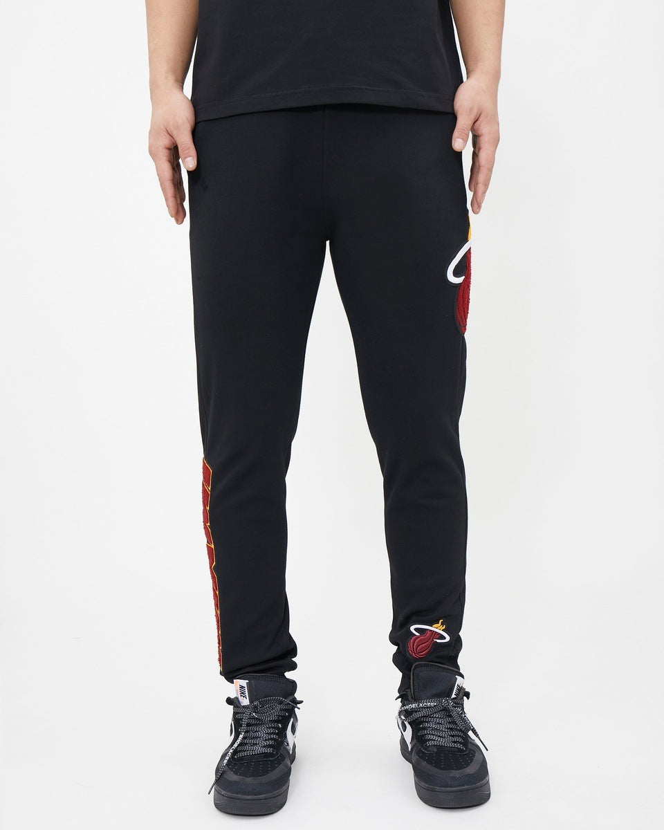 NBA MIAMI HEAT CLASSIC CHENILLE PANTALON JOGGER POUR HOMME (NOIR)