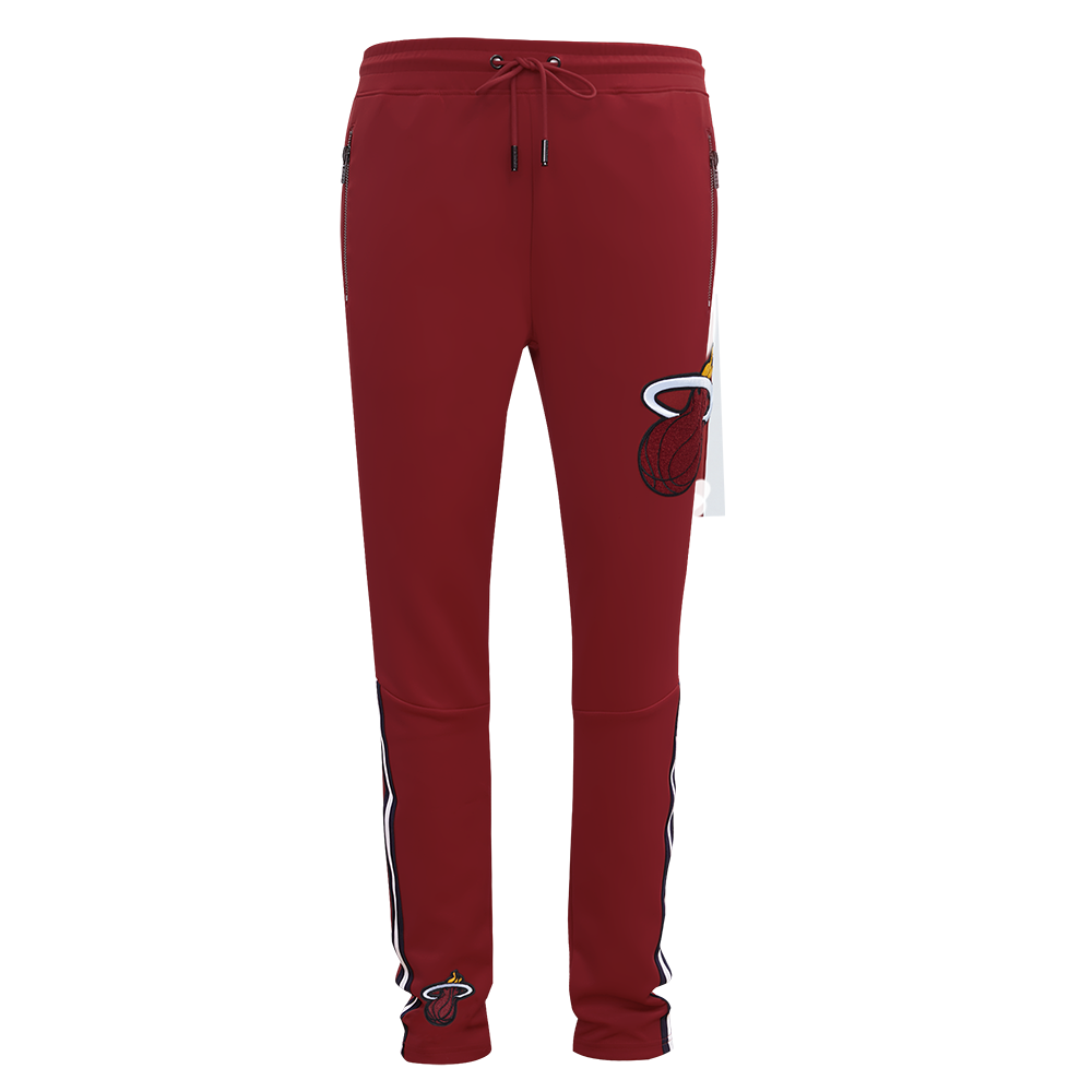NBA MIAMI HEAT CLASSIC PANTALON D'ENTRAÎNEMENT EN MAILLE DOUBLE POUR HOMME (ROUGE CARDINAL/NOIR)