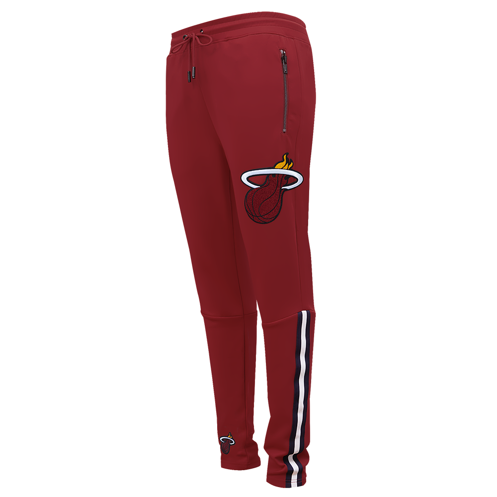 NBA MIAMI HEAT CLASSIC PANTALON D'ENTRAÎNEMENT EN MAILLE DOUBLE POUR HOMME (ROUGE CARDINAL/NOIR)