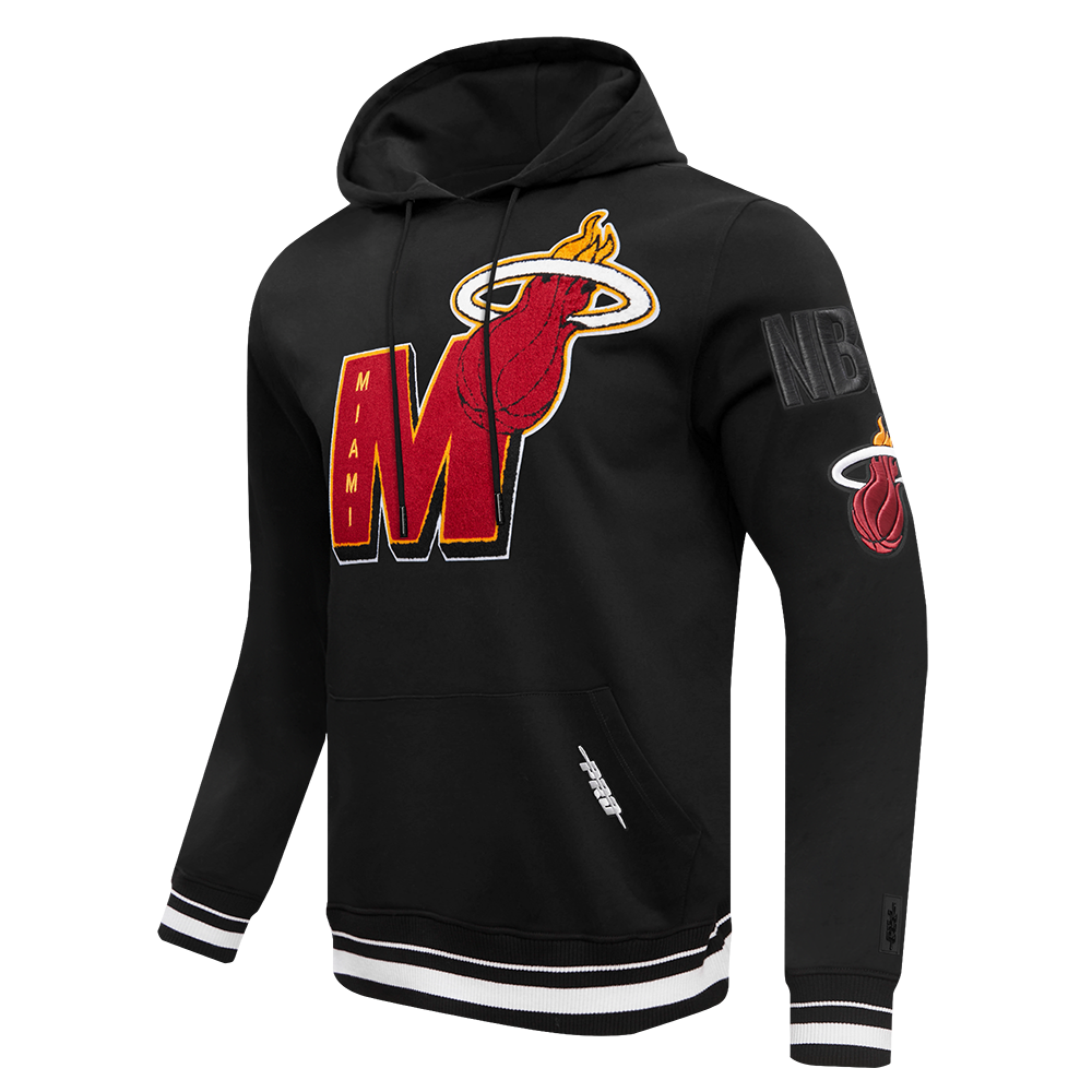 NBA MIAMI HEAT MASHUP MEN'S RIB PULLOVER HOODIE (BLACK)