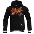 NBA MIAMI HEAT SCRIPT TAIL MEN'S RIB FLEECE PULLOVER HOODIE (BLACK)