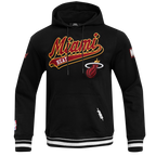 NBA MIAMI HEAT SCRIPT TAIL MEN'S RIB FLEECE PULLOVER HOODIE (BLACK)