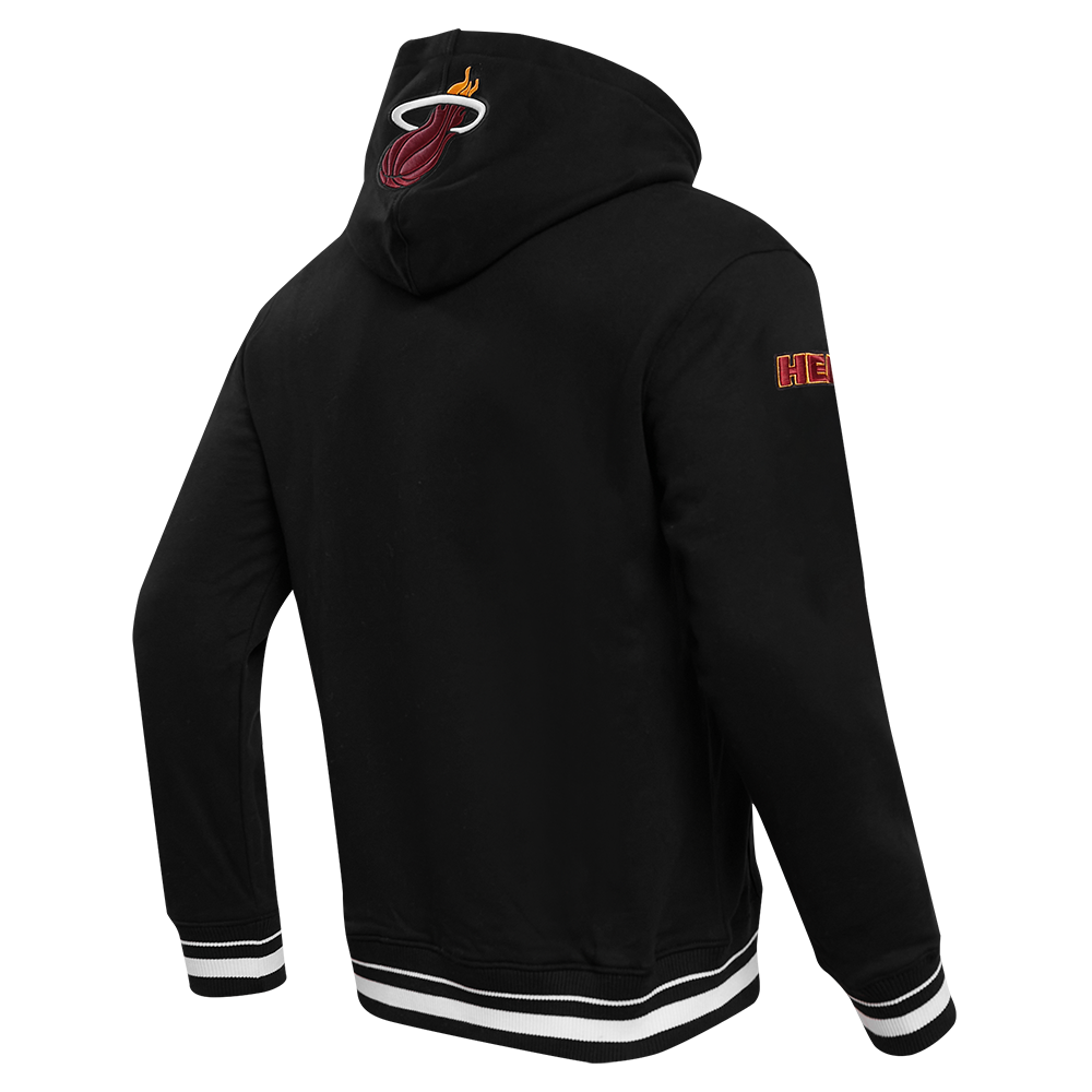 NBA MIAMI HEAT SCRIPT TAIL MEN'S RIB FLEECE PULLOVER HOODIE (BLACK)