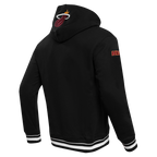 NBA MIAMI HEAT SCRIPT TAIL MEN'S RIB FLEECE PULLOVER HOODIE (BLACK)