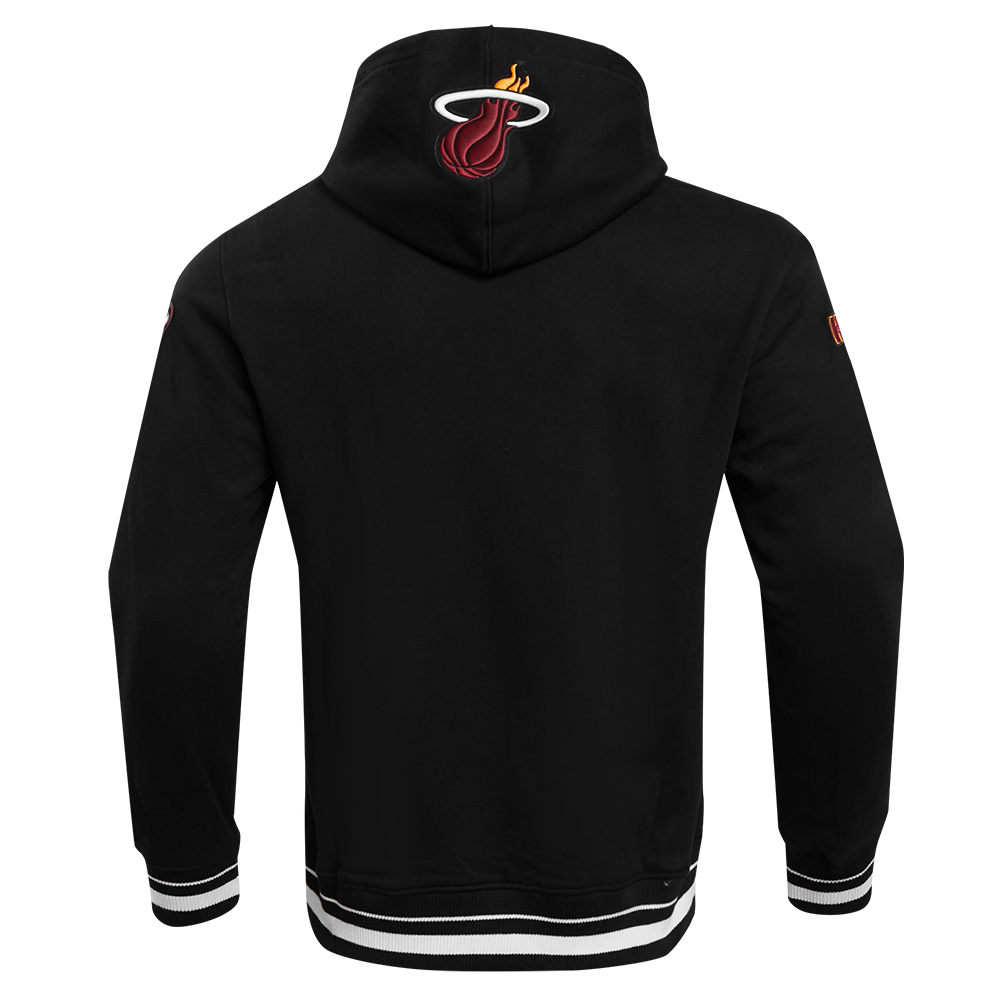 NBA MIAMI HEAT SCRIPT TAIL MEN'S RIB FLEECE PULLOVER HOODIE (BLACK)