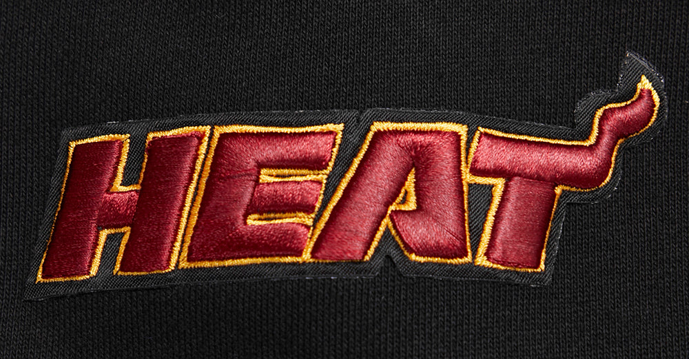 NBA MIAMI HEAT SCRIPT TAIL MEN'S RIB FLEECE PULLOVER HOODIE (BLACK)