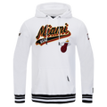 NBA MIAMI HEAT SCRIPT TAIL CHANDAIL À CAPUCHON EN MOLLETON CÔTELÉ POUR HOMME (BLANC/NOIR)