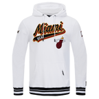 NBA MIAMI HEAT SCRIPT TAIL CHANDAIL À CAPUCHON EN MOLLETON CÔTELÉ POUR HOMME (BLANC/NOIR)