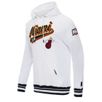 NBA MIAMI HEAT SCRIPT TAIL CHANDAIL À CAPUCHON EN MOLLETON CÔTELÉ POUR HOMME (BLANC/NOIR)