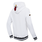 NBA MIAMI HEAT SCRIPT TAIL CHANDAIL À CAPUCHON EN MOLLETON CÔTELÉ POUR HOMME (BLANC/NOIR)