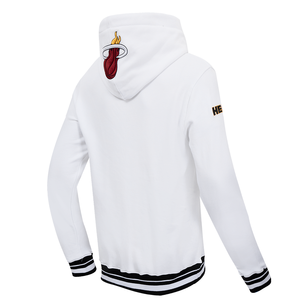 NBA MIAMI HEAT SCRIPT TAIL CHANDAIL À CAPUCHON EN MOLLETON CÔTELÉ POUR HOMME (BLANC/NOIR)