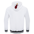 NBA MIAMI HEAT SCRIPT TAIL CHANDAIL À CAPUCHON EN MOLLETON CÔTELÉ POUR HOMME (BLANC/NOIR)
