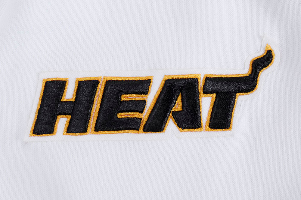 NBA MIAMI HEAT SCRIPT TAIL CHANDAIL À CAPUCHON EN MOLLETON CÔTELÉ POUR HOMME (BLANC/NOIR)